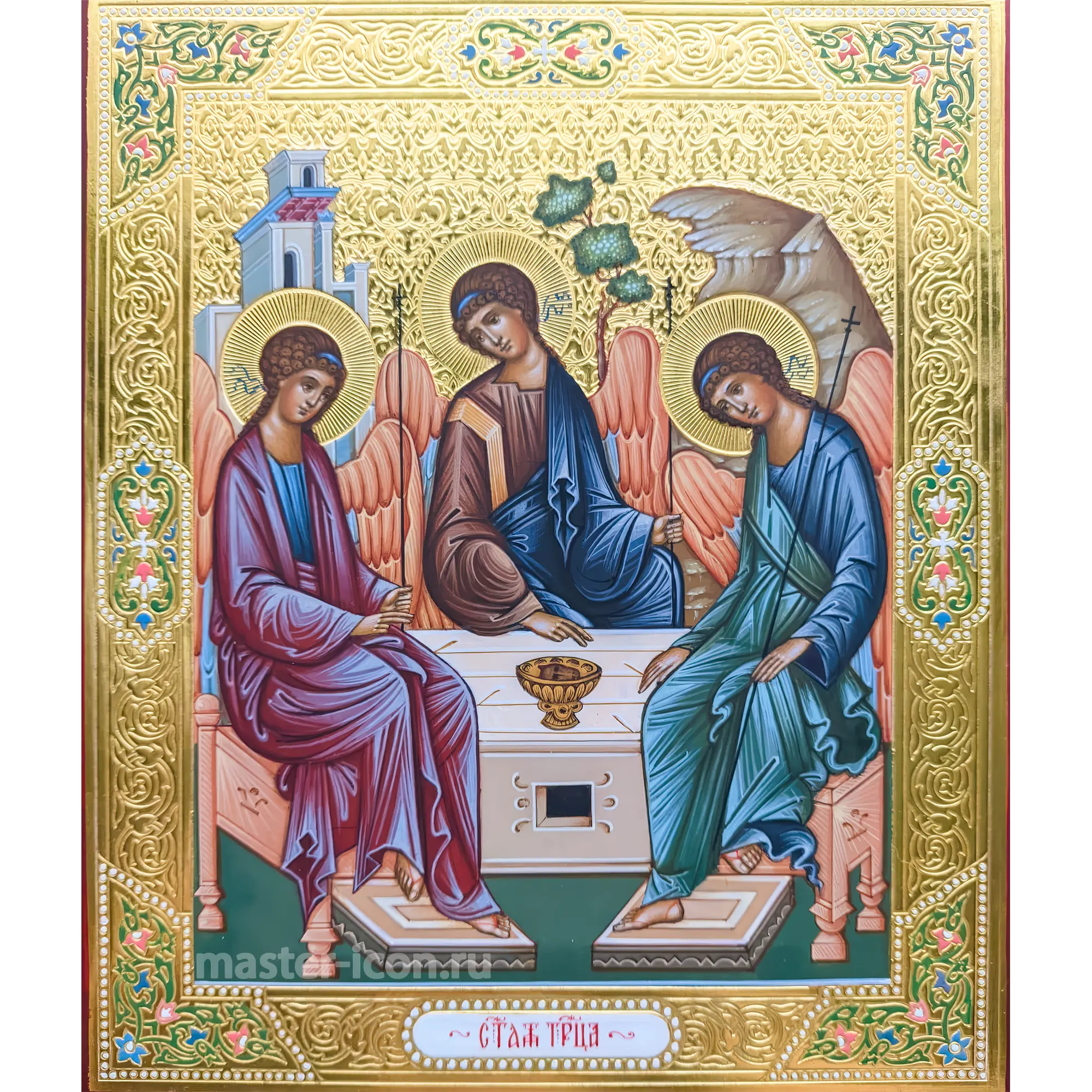 Рукописная икона Троица Рукописная икона Троица